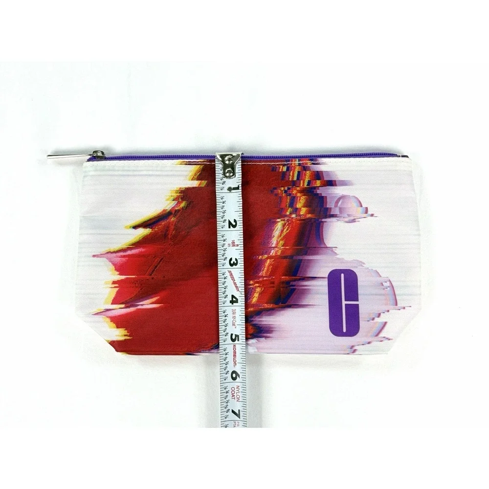 New Clinique Makeup Bag Red White Purple Glitch Print Cosmetic Travel Pouch